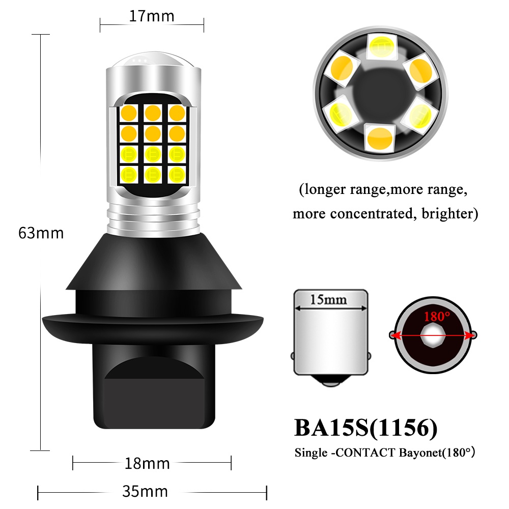 Bộ 2 Đèn Led Tín Hiệu 1156 BA15S P21W PY21W T20 7440 3157 Chất Lượng Cao
