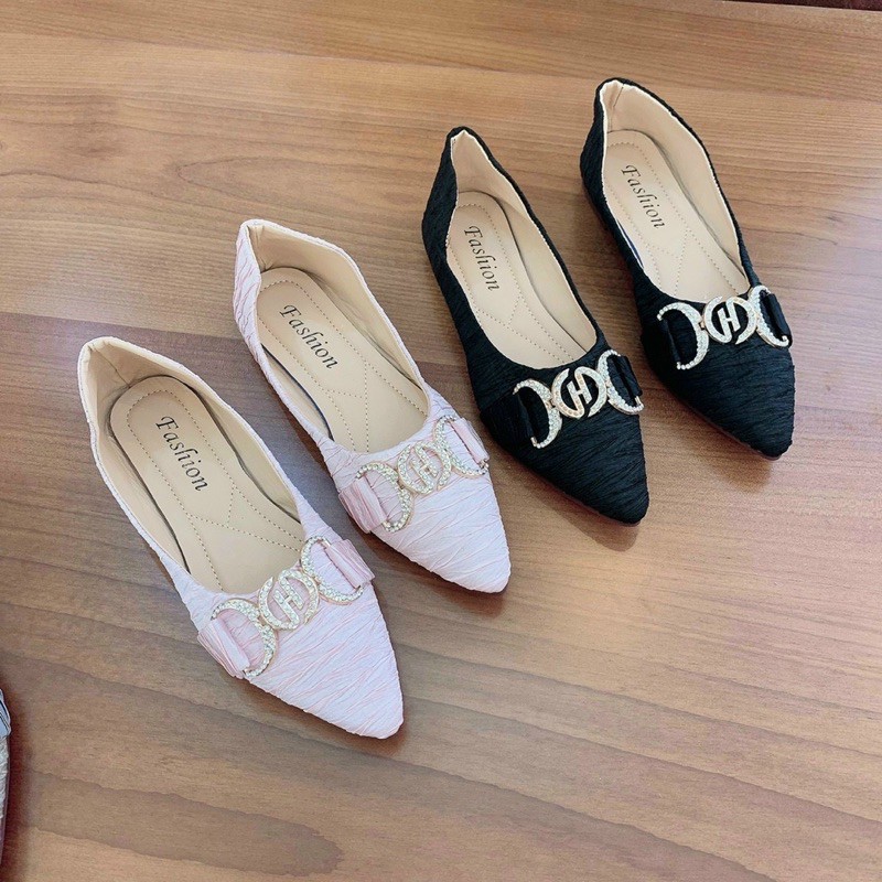 GIÀY BÚP BÊ MŨI NHỌN KHOÁ SIÊU CUTE