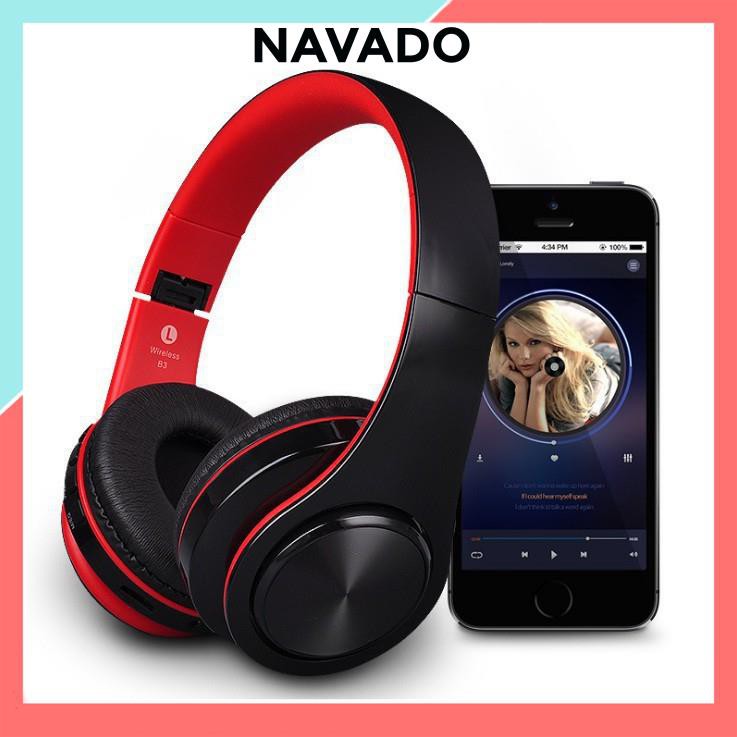 Tai nghe chụp tai bluetooth B3, headphone bluetooth có mic đàm thoại bass cực căng