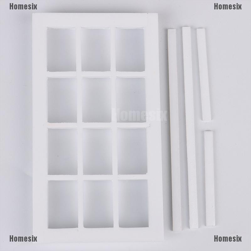 [HoMSI] 1:12 Dollhouse Wooden Miniature White 12 field Window Frame Model Accessories SUU