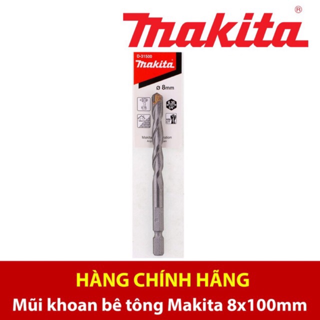 D-31500 Mũi khoan bê tông đuôi lục giác 8mm Makita