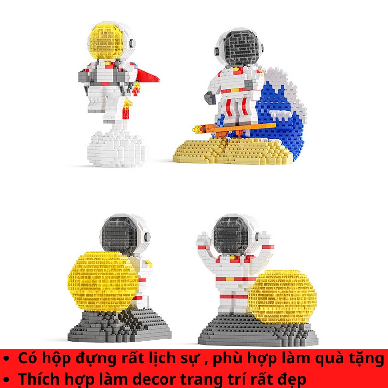 Đồ Chơi Xếp Hình Nhiều Chi Tiết , Mô Hình Lắp Ghép Hình Phi Hành Gia Có Đèn Led 3 Chế Độ Độc Đáo Hamiha-ĐC58