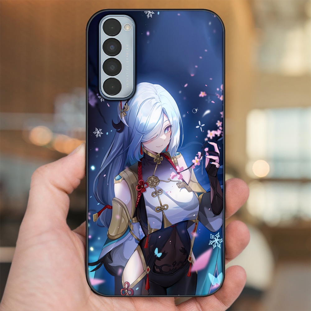 Ốp lưng Oppo Reno 4 Pro viền đen in hình Shenhe Genshin Impact