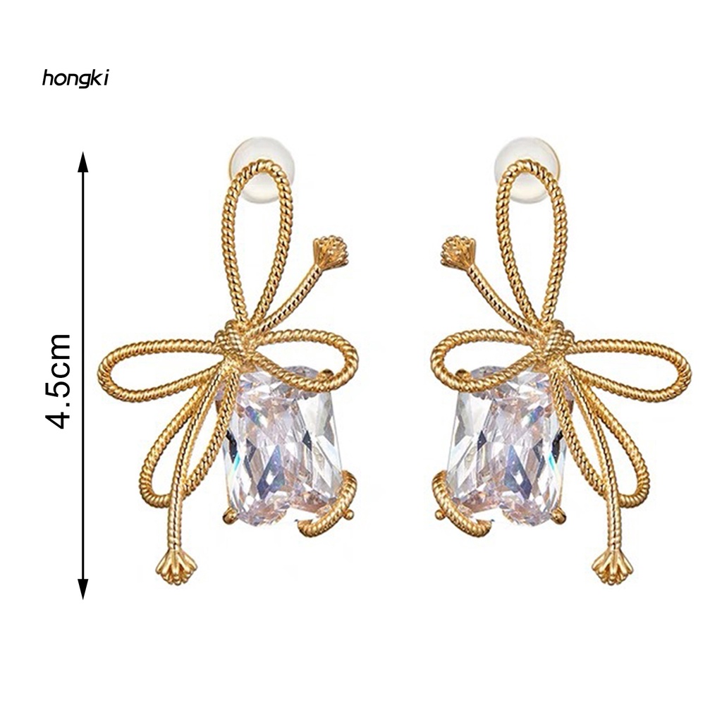 Khuyên tai thắt nơ hình học cỡ lớn thời trang dự tiệc