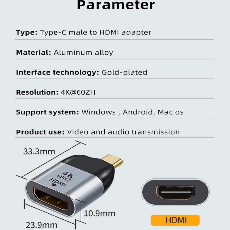 Đầu chuyển đổi laptop HDOORLINK Usb Type C sang Hdmi Vga Dp thích hợp cho Apple Xiaomi Huawei Laptop