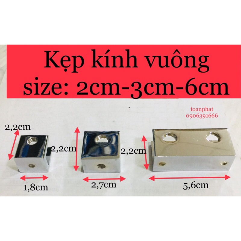 U kẹp kính- định vị kính- kẹp kính vuông 2cm-3cm-6cm