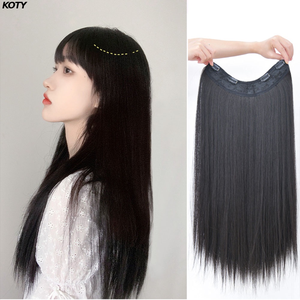 Tóc giả kẹp nửa đầu loại thẳng shop Koty, tóc giả chữ u thẳng dài đẹp cho nữ TG11