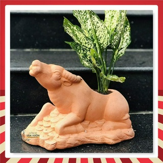 Chậu gốm đất nung hình TRÂU (1 con 30x15) - chậu trồng cây, gốm sứ sân vườn Bình Dương