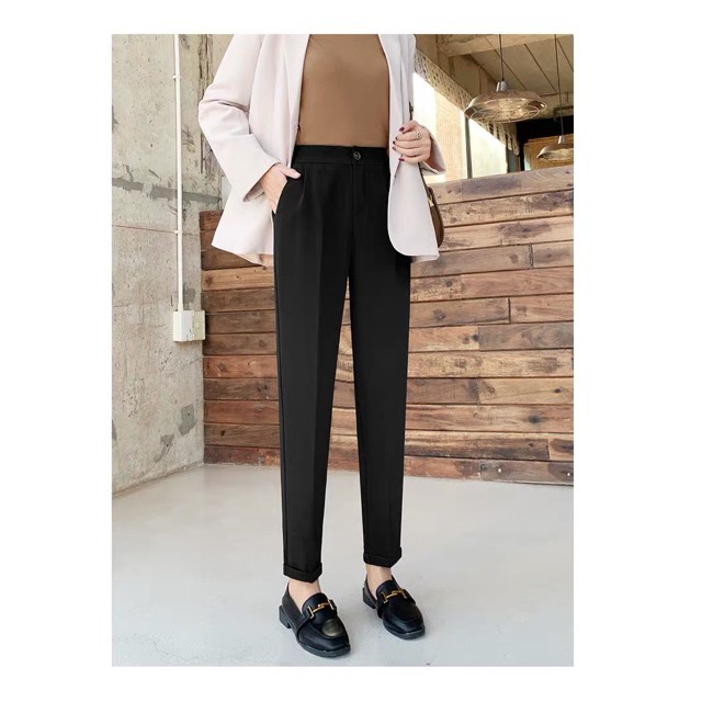 Quần vải bigsize nữ baggy dáng dài Chất tuyết mưa đẹp co dãn nhẹ - Quần vải nữ đi học màu đen Mặc công sở học sinh ở nhà | BigBuy360 - bigbuy360.vn