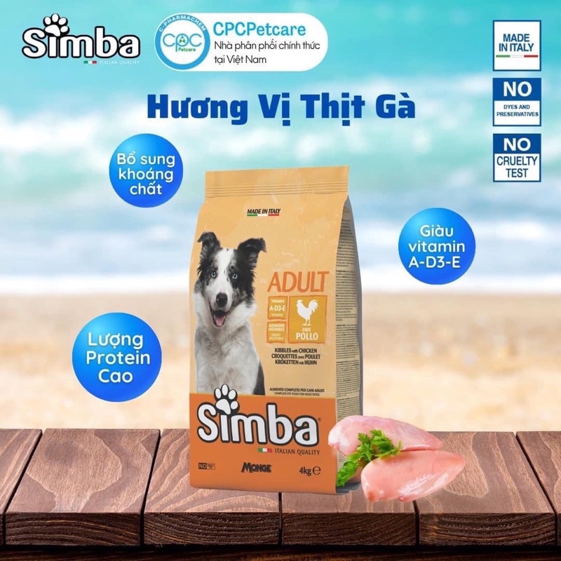 [ DATE XA ] BAO 4kg HẠT CAO CẤP SIMBA MONGE CHO CHÓ TRƯỞNG THÀNH