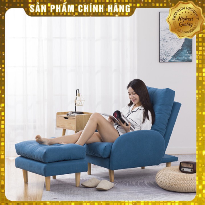 Ghế sofa thư giãn Ghế lười kèm đôn  chất liệu vải, có điều chỉnh 3 cấp độ, có thể tháo ra vệ sinh