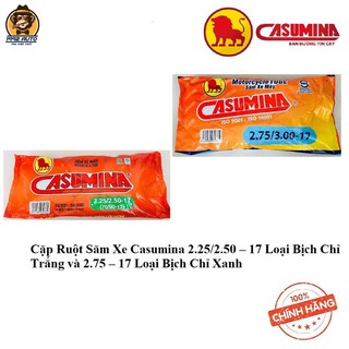 Cặp Ruột Săm Xe Casumina 2.25/2.50 – 17 Loại Bịch Chỉ Trắng và 2.75 – 17 Loại Bịch Chỉ Xanh, 8 Lớp Bố - Hàng Chất Lượng