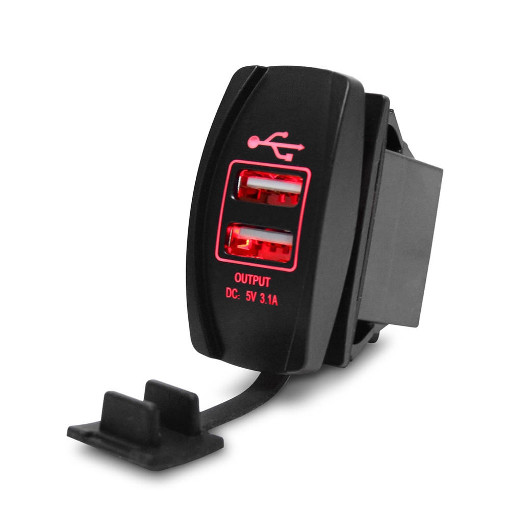 Đế sạc điện thoại trên xe hơi DC 12V-24V 2 cổng USB 3.1A