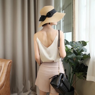 Áo hai dây lụa trơn/ đáp ren