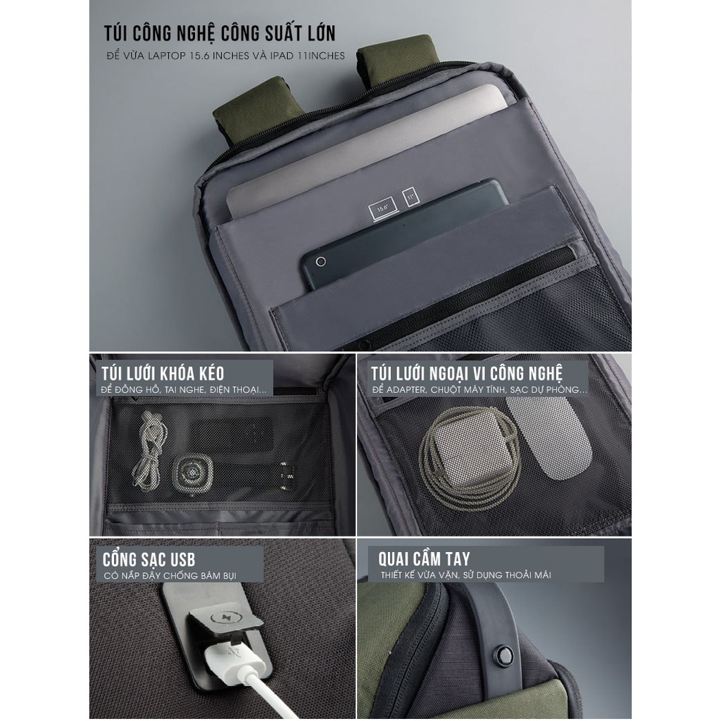 Balo du lịch công suất lớn, có ngăn khử khuẩn UV LED – KINGSONS SAFEBOX