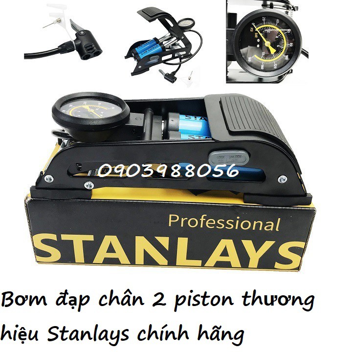 Bơm hơi đạp chân 2 piston thương hiệu Stanlays hoặc Kapusi chính hãng
