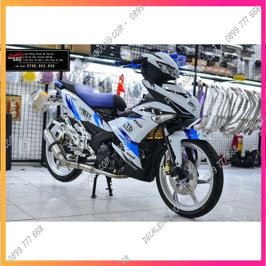 Tem Trùm Xe Exciter 150 LTD Xanh Trắng Đẹp Ma Mị