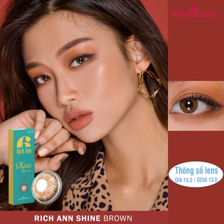Kính áp tròng 1 ngày dùng 24h Shine Brown Ann365, lens cận màu nâu sáng cao cấp dùng thoải mái không cộm mắt