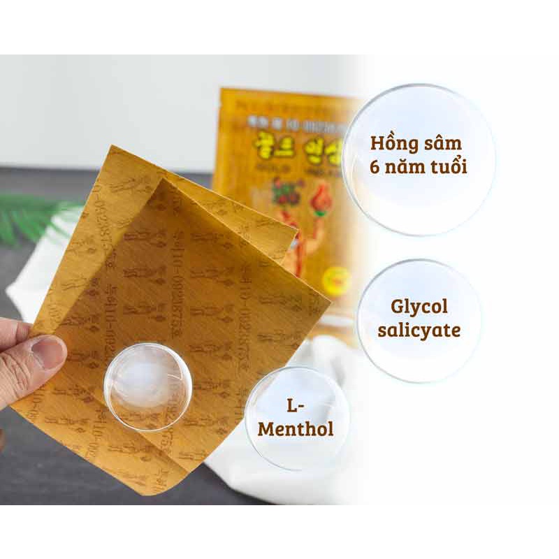 Combo 10 gói cao dán hồng sâm hàn quốc gold insam vàng gói 25 miếng