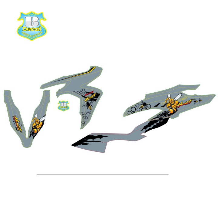 ( Quí khách vui lòng mang ra tiệm cho thợ dán ) Tem vario 150 ong bắp cày xám xi măng