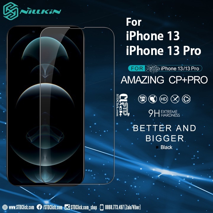 KÍNH CƯỜNG LỰC IPHONE 13 - 13 PRO NILLKIN CP+PRO 2.5D CHÍNH HÃNG - HÀNG CHUẨN