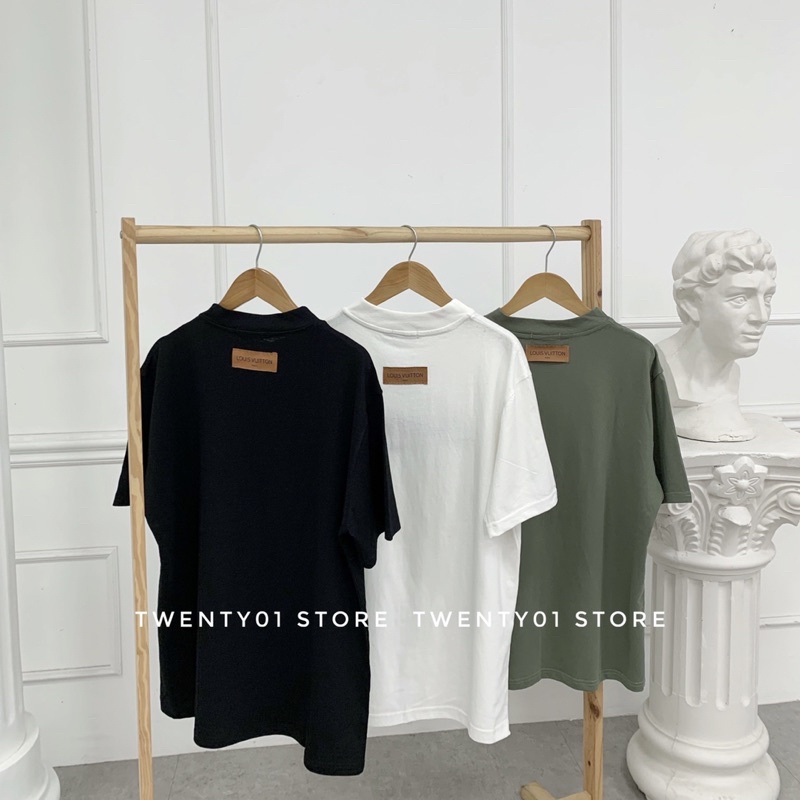 Áo phông LV chữ thêu cổ tròn , Áo thun lv nam nữ