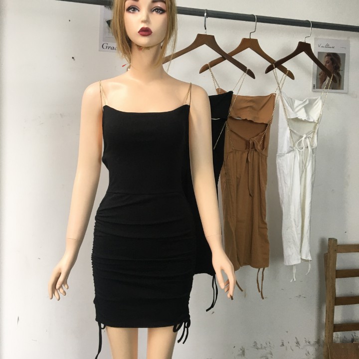 Đầm body 2 dây thun borip hở lưng dây rút | BigBuy360 - bigbuy360.vn