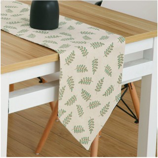KHĂN TRẢI BÀN RUNNER LAN DECOR TBR202 HỌA TIẾT LÁ DƯƠNG SỈ XANH