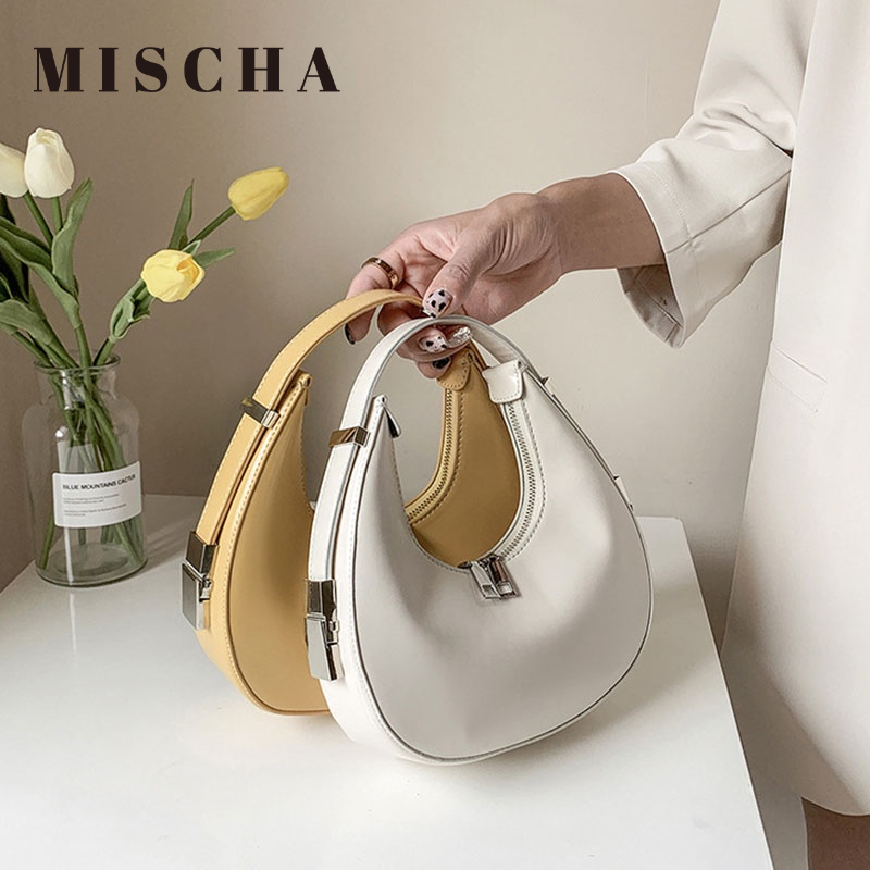 Mischa Túi Đeo Vai Da PU Màu Trơn Phong Cách Phương Tây Dễ Phối Đồ