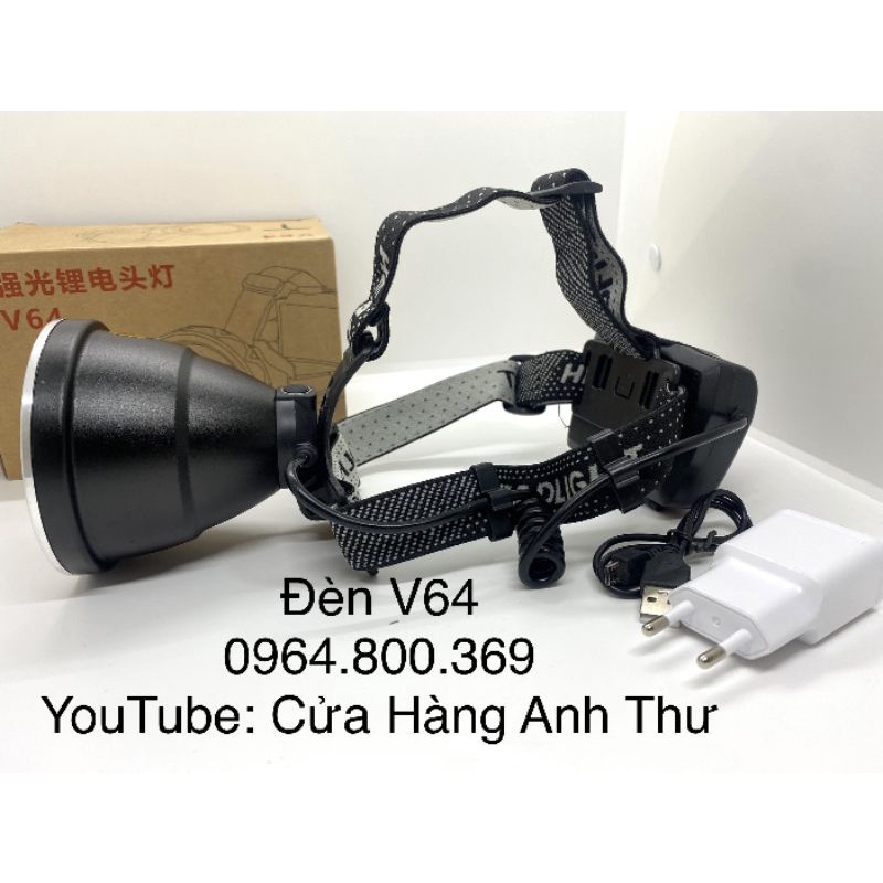 Đèn Pin đội đầu 800W V64 có thể tháo pin rời có % pin USB