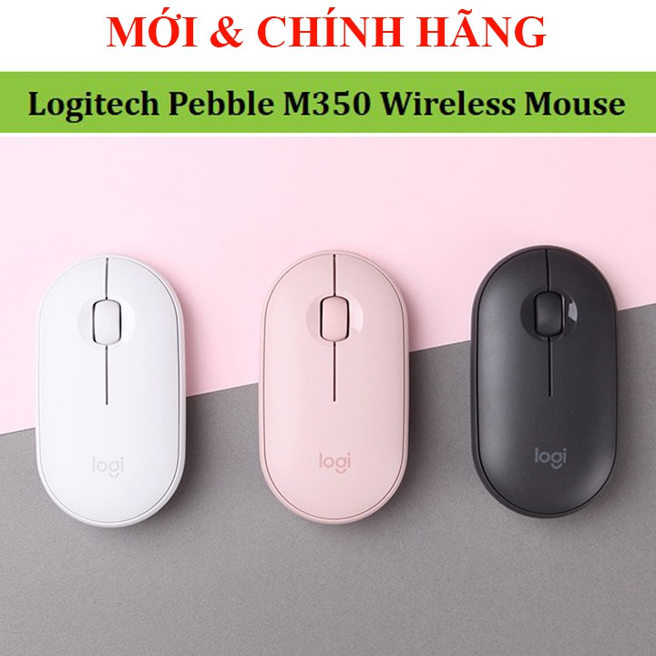 Chuột không dây Logitech Pebble M350 - Kết nối Bluetooth hoặc đầu thu 2.4 GHz, Yên tĩnh