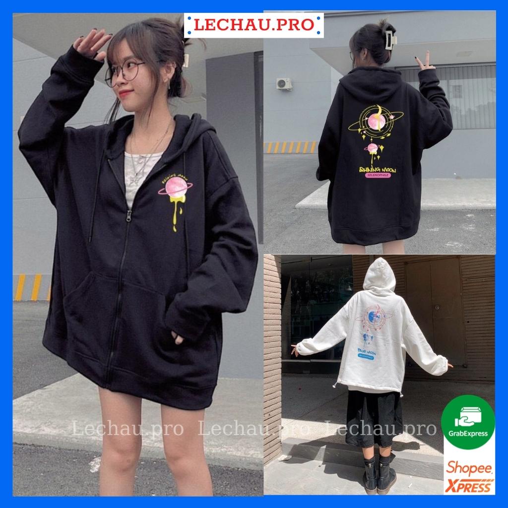 Áo khoác nỉ hoodie dây kéo có mũ áo khoac ulzzang street style Hàn quốc MOON LECHAU AKN11 trẻ trung năng động giá rẻ