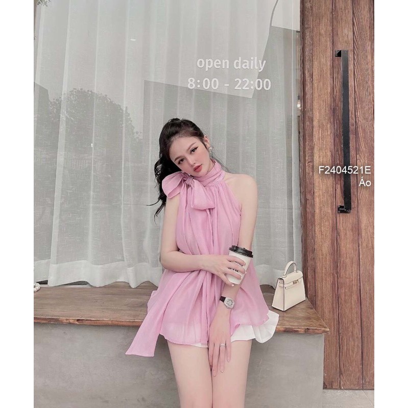 Áo kiểu cổ yếm thắt nơ cực xinh!