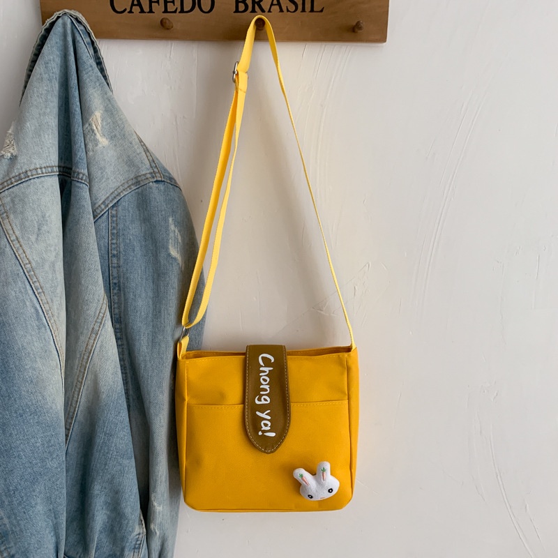 Túi Đeo Chéo Vải Canvas Hình Vuông Nhỏ Dễ Thương Phong Cách Hàn Quốc Thời Trang Mùa Hè Cho Nữ