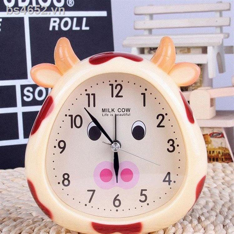 [Quà tặng là móc treo tường] Đồng hồ báo thức để bàn họa tiết bò sữa hoạt hình dễ thương cute sáng tạo cho bé