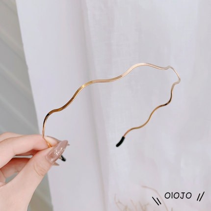 Băng đô gợn sóng linh hoạt màu vàng thời trang phong cách Hàn Quốc cho nữ