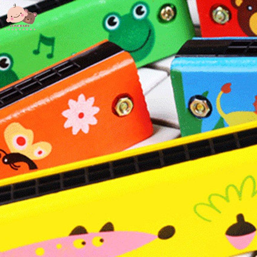 Kèn harmonica gỗ 16 lỗ hoạ tiết hoạt hình xinh xắn