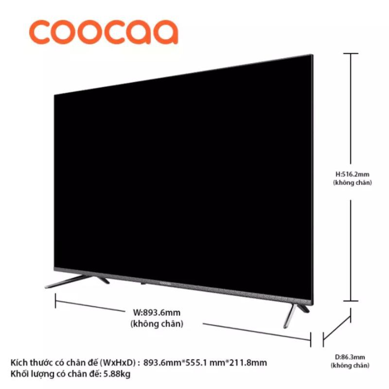 SMART TV Full HD Coocaa 40 inch tivi - Tràn viền - Model 40S3N (Bạc) - 43 Chân viền kim | BigBuy360 - bigbuy360.vn
