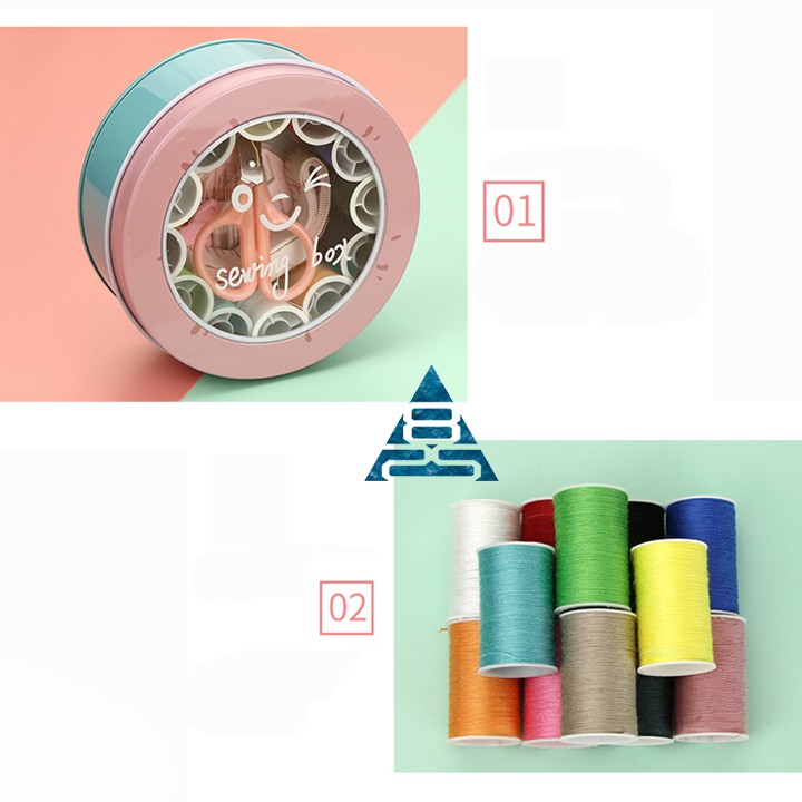 [llethuynga] .. Hộp kim chỉ khâu vá mini dáng tròn dễ thương sewing box sỉ