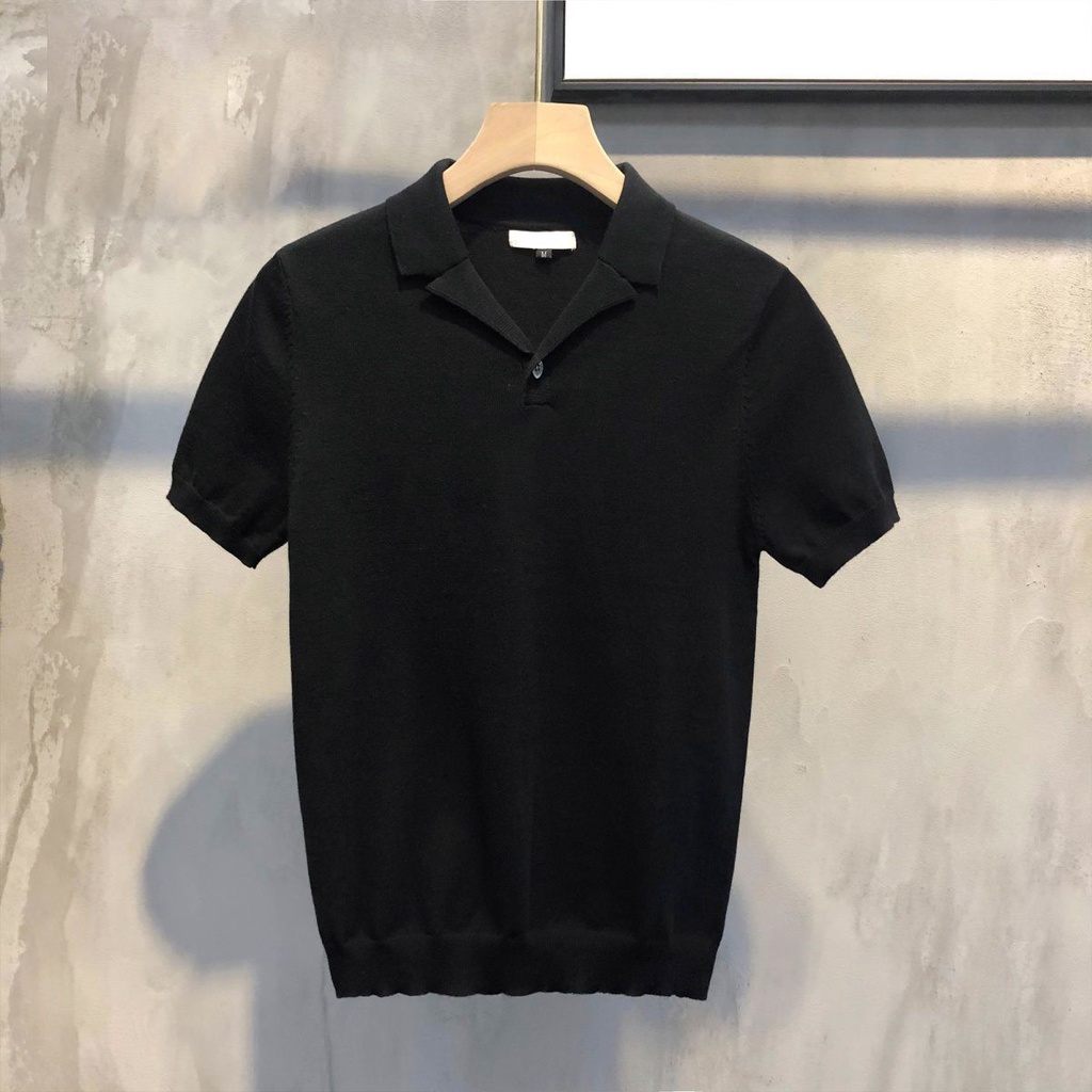 Áo Thun Polo Ngắn Tay Cổ Chữ V Màu Sắc Đơn Giản Dành Cho Nam