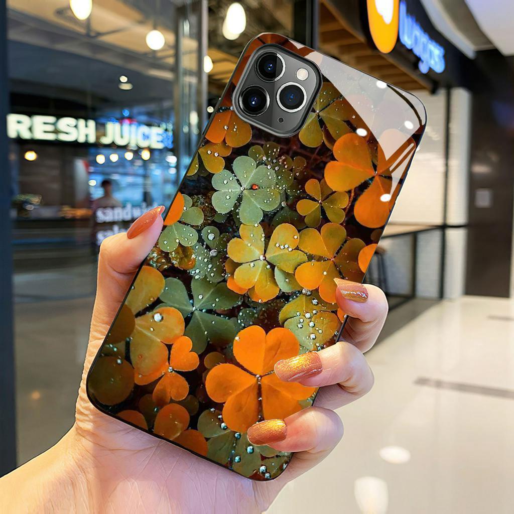 Ốp lưng iphone họa tiết decor đẹp kính cường lực Hoka cho IP 6 7 8 plus/ X Xs max/ 11 12 13 14 pro max
