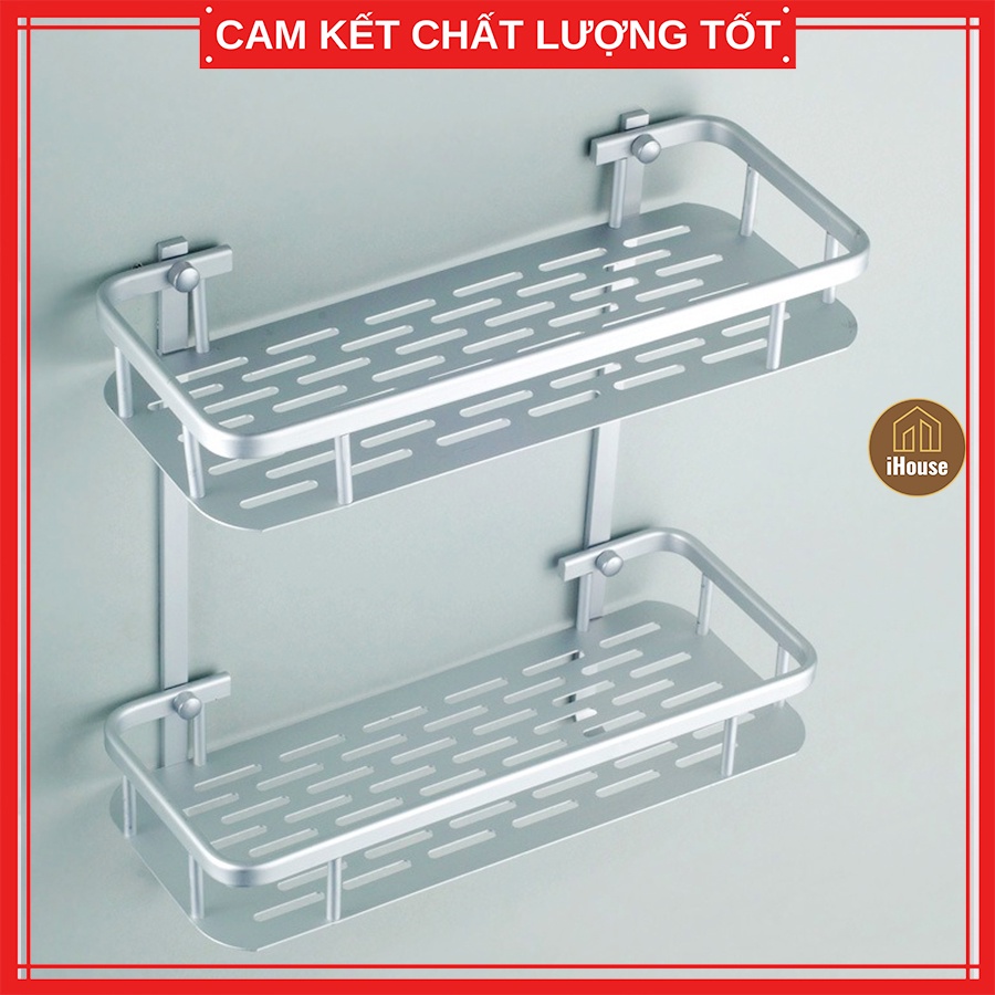 Kệ góc inox nhà tắm 2 tầng màu trắng, Kệ phòng tắm inox đựng đồ tiện lợi đa năng