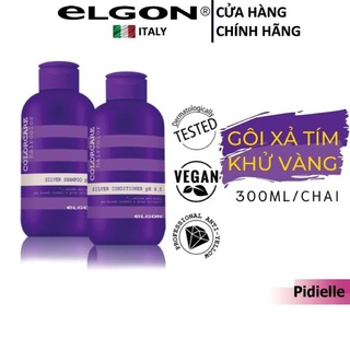 Dầu gội xả tím khử vàng ELGON SLIVER COLORCARE hàng chính hãng (300ML-100ML)