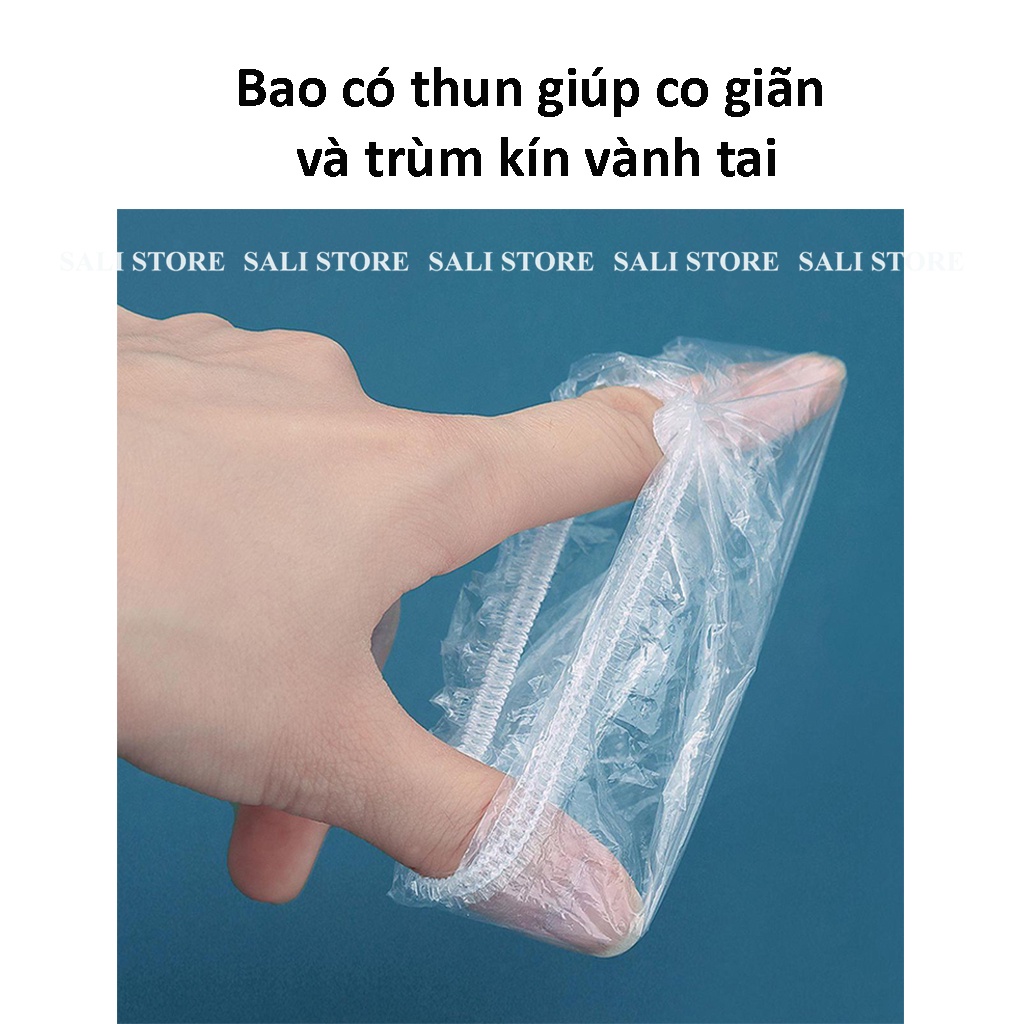 Chụp tai nhuộm tóc dùng 1 lần, bao trùm tai đóng túi 100 cái bảo vệ tai khi tắm hoặc gội đầu, làm tóc SALI PK86