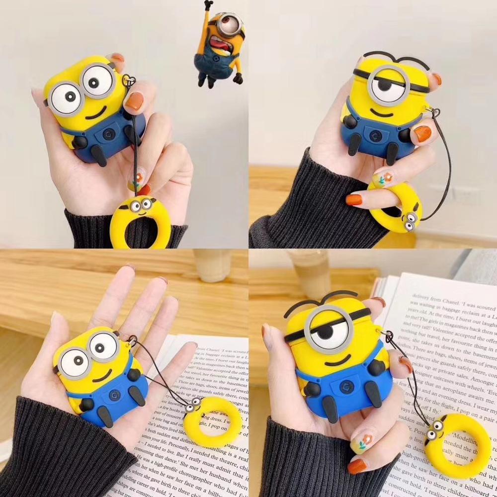 Vỏ Bảo Vệ Hộp Sạc Tai Nghe Bluetooth Không Dây AirPods 1 2 / Pro Hình Minions Dễ Thương Ốp