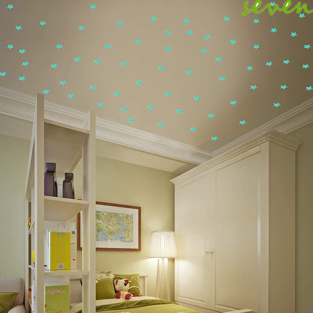 1 Bộ 100 Hình Dán Ngôi Sao Sáng Thời Trang Dán Tường Trang Trí Nội Thất Phát Sáng Dán Tường Trang Trí Nội Thất