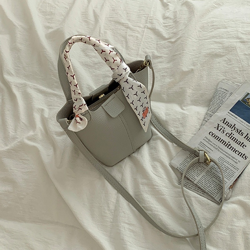 Túi Đeo Vai Vải Lụa Phối Khăn Choàng Cổ Đơn Giản Dễ Phối Đồ Thời Trang Cho Nữ