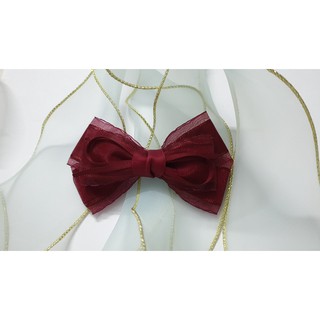 Cặp tóc nơ đỏ thời trang có búi lưới