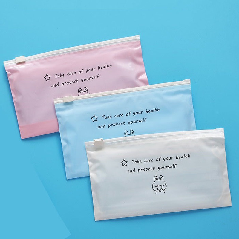 Túi Đựng Bút/Hồ Sơ/Đồ Dùng Một Lần Chống Bụi Họa Tiết Hoạt Hình Có Khóa Kéo Cho Chìa Khóa