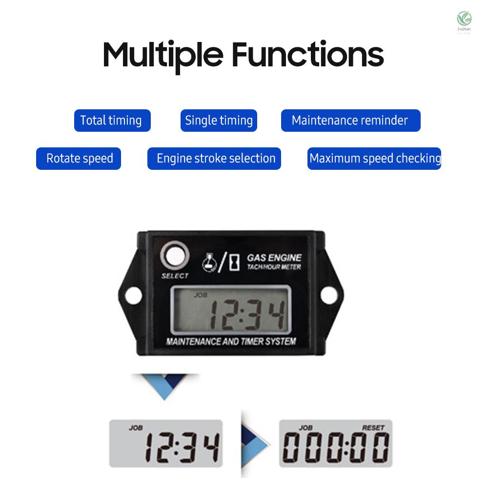 Máy Đo Tốc Độ Động Cơ Ga Màn Hình LCD Kỹ Thuật Số RPM Cho Xe Máy 2 / 4